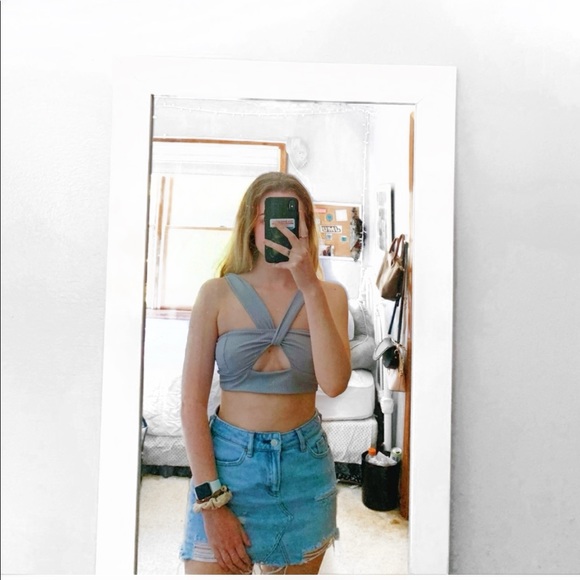 Boohoo Tops - Boohoo Silver Keyhole Crop Top